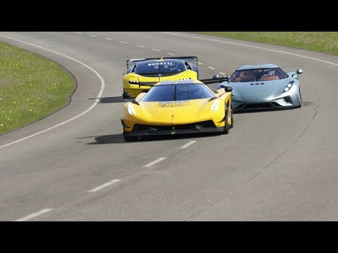 Koenigsegg Jesko vs Bugatti Vision GT vs Koenigsegg Regera at Highlands x2