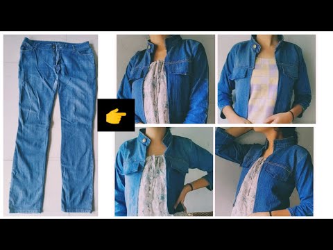 Convert old jeans into denim jacket | just in 10 minutes |
