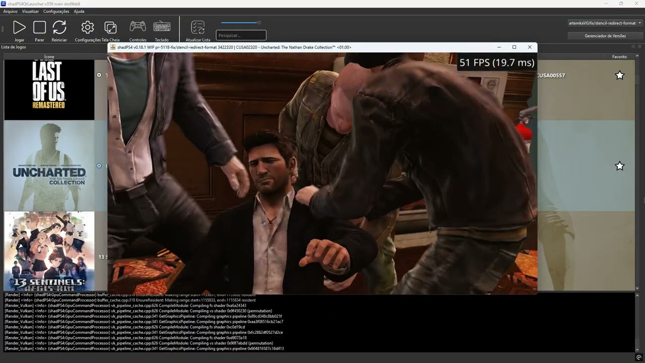 shadPS4 v0.18.1 WIP pr-5118  | CUSA02320 Uncharted 3:Drake's Deception Remastered ™ 01.00 Ingame