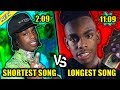 RAPPERS SHORTEST SONG VS RAPPERS LONGEST SONG 2020
