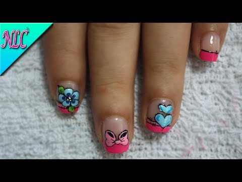 DECORACIÓN DE UÑAS MOÑO Y CORAZONES♥ – FLORES MOÑO Y CORAZONES- FLOWERS NAIL ART – NLC