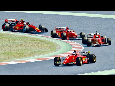 Ferrari F1 2022 vs Ferrari F1 1995-96-97 at Barcelona GP