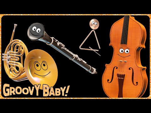 "Orchestral!" – Baby Sensory Music Video – Cheerful Animated Instruments Play Popular Tunes