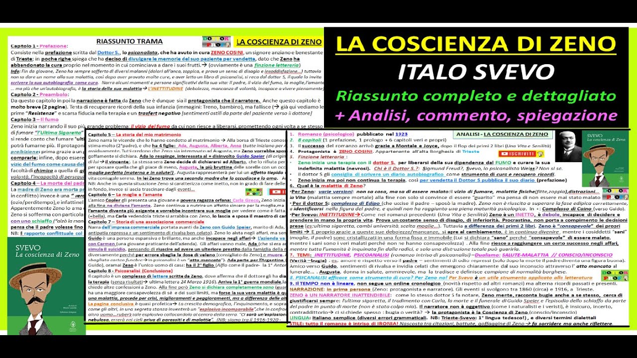 ✅ LA COSCIENZA DI ZENO riassunto, analisi, commento di tutto il libro (+ scene film, spezzoni libro)