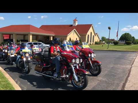 Patriot Guard Riders procession at funeral of duck boat victim Bill Asher