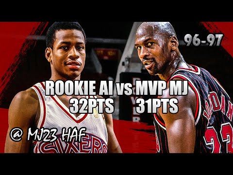 Michael Jordan vs Allen Iverson Highlights (1996.12.21) - 63pts Total! This Rookie GOT GAME!