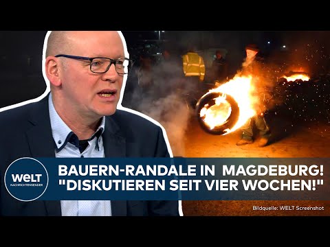 BAUERNPROTEST MAGDEBURG: Brennende Reifen und Gülle-Randale! Verband "Diskutieren seit vier Wochen!"
