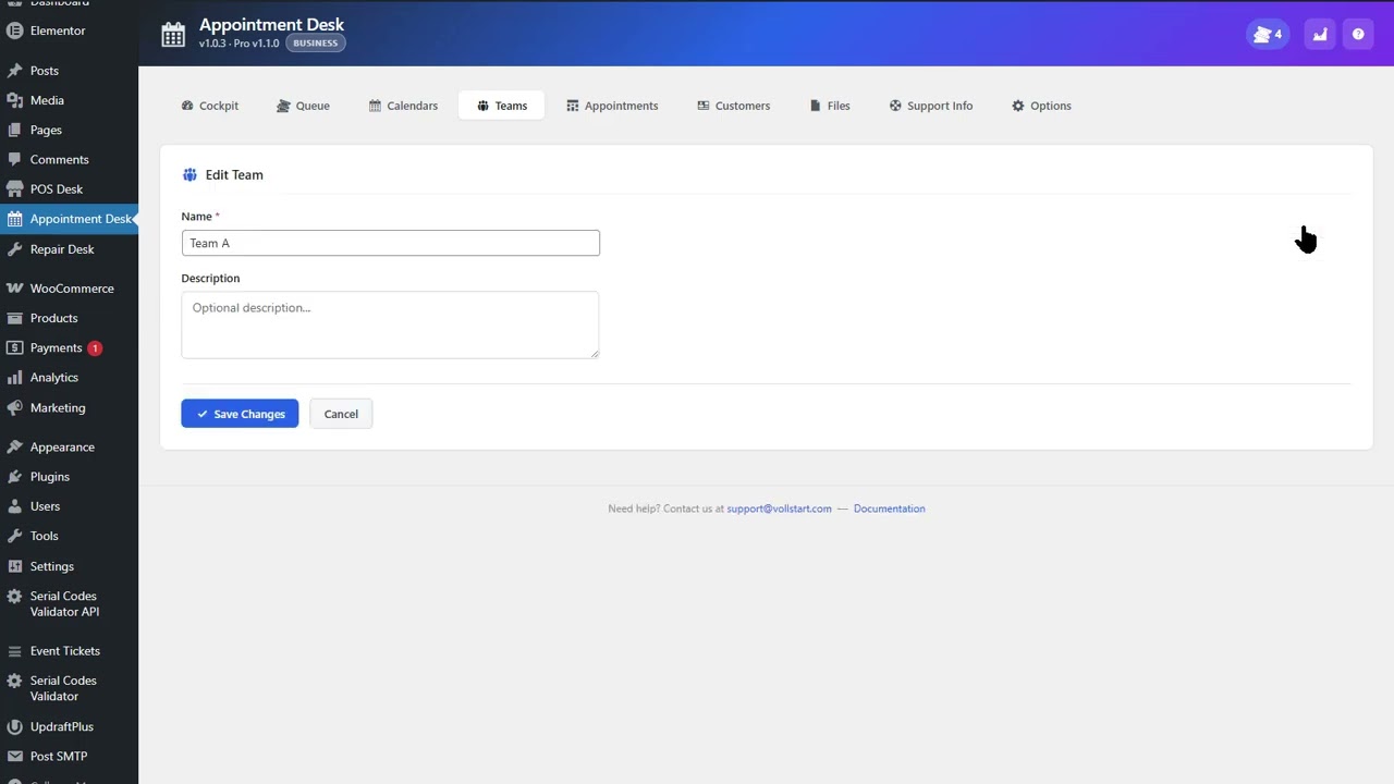 Add Staff Without a WP Account — Teams & Member Management - Teams - Vollstart Appointment Desk Tour