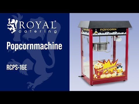 Video - Popcornmachine - 1500 W - Zwart dak - Royal Catering