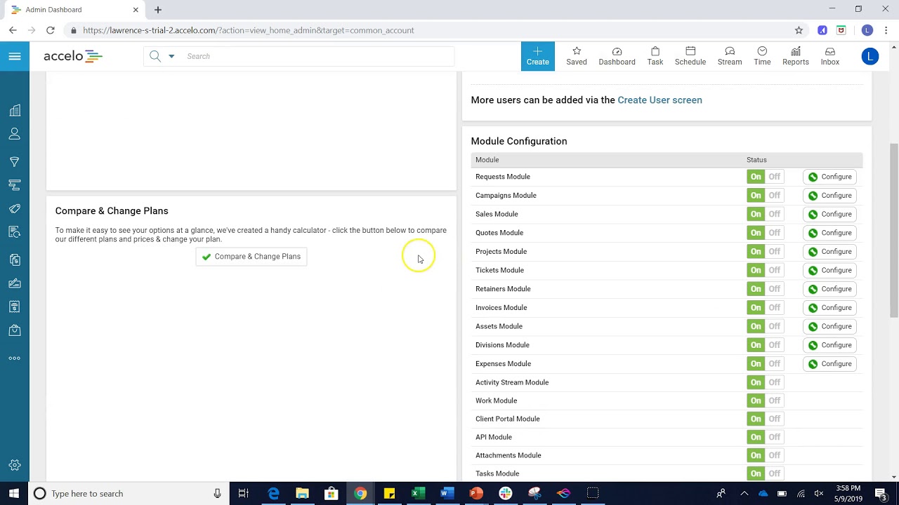 Configuring Manage Account