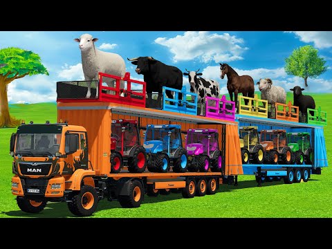LOAD SHEEPS, HORSES, BULLS, COWS, GOATS, RAMS & TRANSPORT WITH MAN TRUCKS - FS22