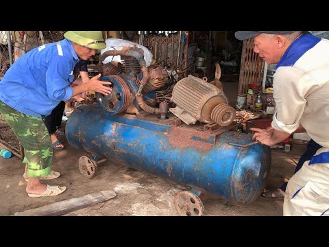 Restoration Old Rusty Air Compressor // PUMA - Restore BIG Air Compressor Taiwan