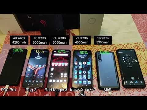 Charging Test between the Rog 2 vs P30 Pro vs Black Shark 2 Pro vs Red Magic 3 vs MI 9