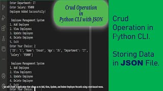 CRUD Python CLI with JSON Storage || crud in python || crud python json