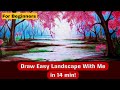 Easy Landscape Drawing Using Colour Pencils Full Process Time Lapse