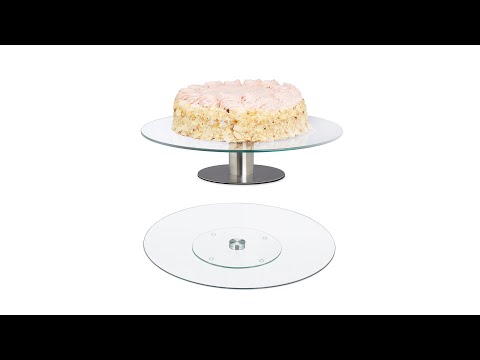Drehbare Tortenplatte im 2er Set Silber - Glas - Metall - 30 x 7 x 30 cm