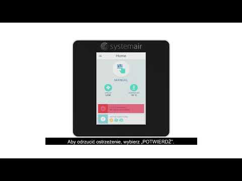 Systemair SAVE | Dotykowy panel sterowania HMI: Ostrzeżenie wymiany filtra - zdjęcie