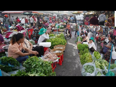 Early Morning Street Vegetable Market - Early Daily Lifestyle of Vendors Selling Various Vegetable