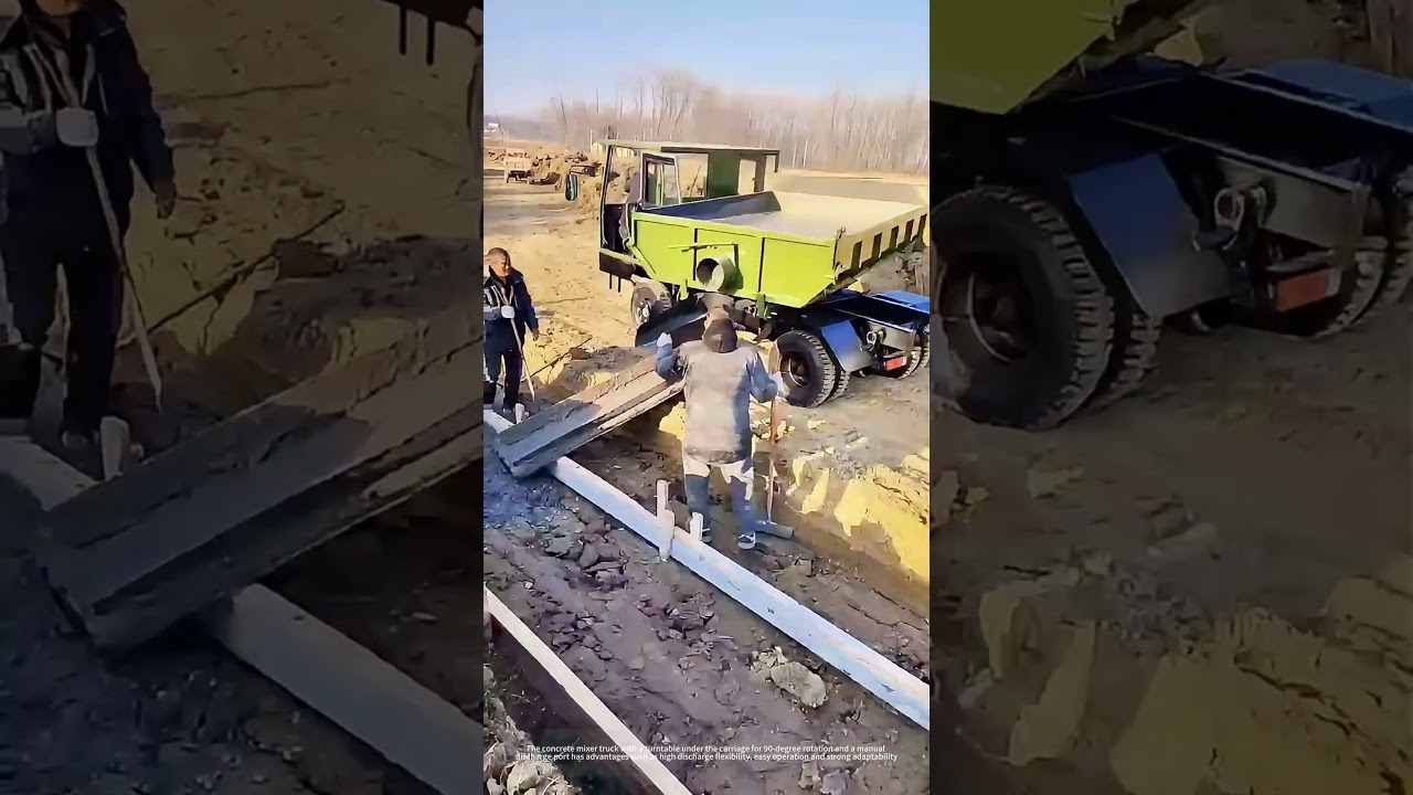 Efficient Vehicle with Rotating Turntable for Easy Concrete Discharge