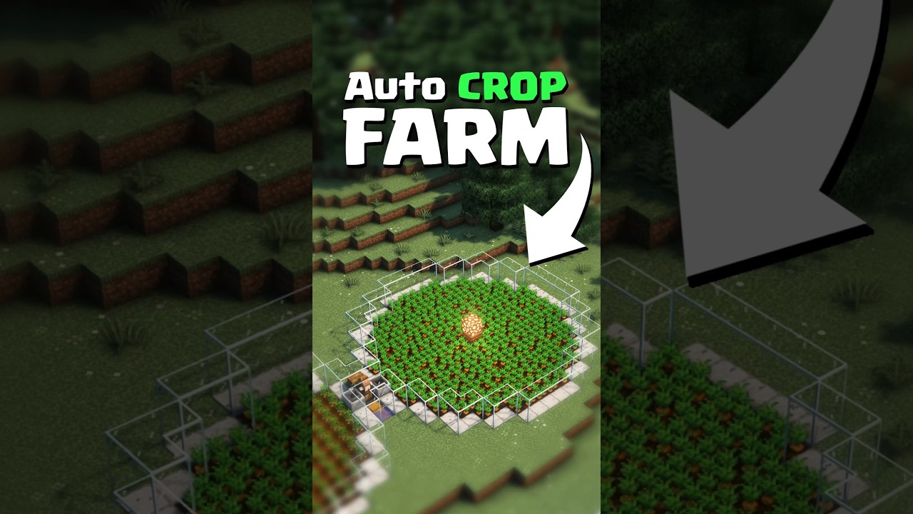 Minecraft Tutorial | Automatic Crop Farm ( Java + Bedrock ) 🥕 #shorts #minecraft
