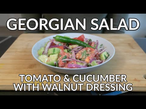 Georgian Salad Recipe: Tomato & Cucumber with Walnut Dressing