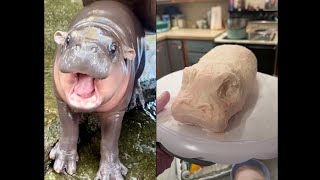 Transforming a store-bought cake into a hippo 🎂🦛