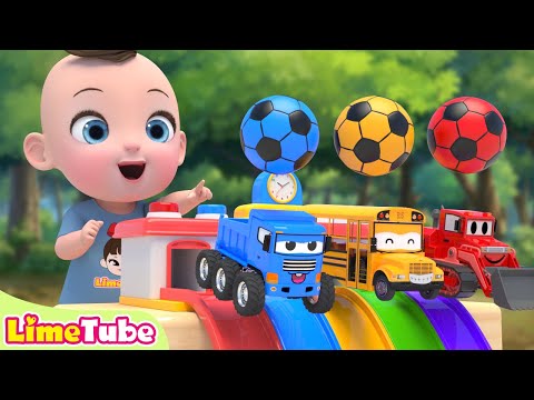 Color balls Wheels On The Bus & Ten In The Bed | Nursery Rhymes | Kindergarten | LimeAndToys