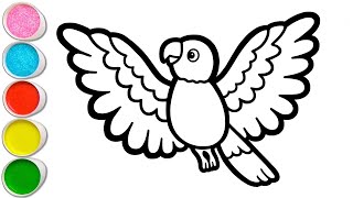 Let's Draw and Paint a colorful Parrot 🦜 together Simple Bird parrot picture for kids