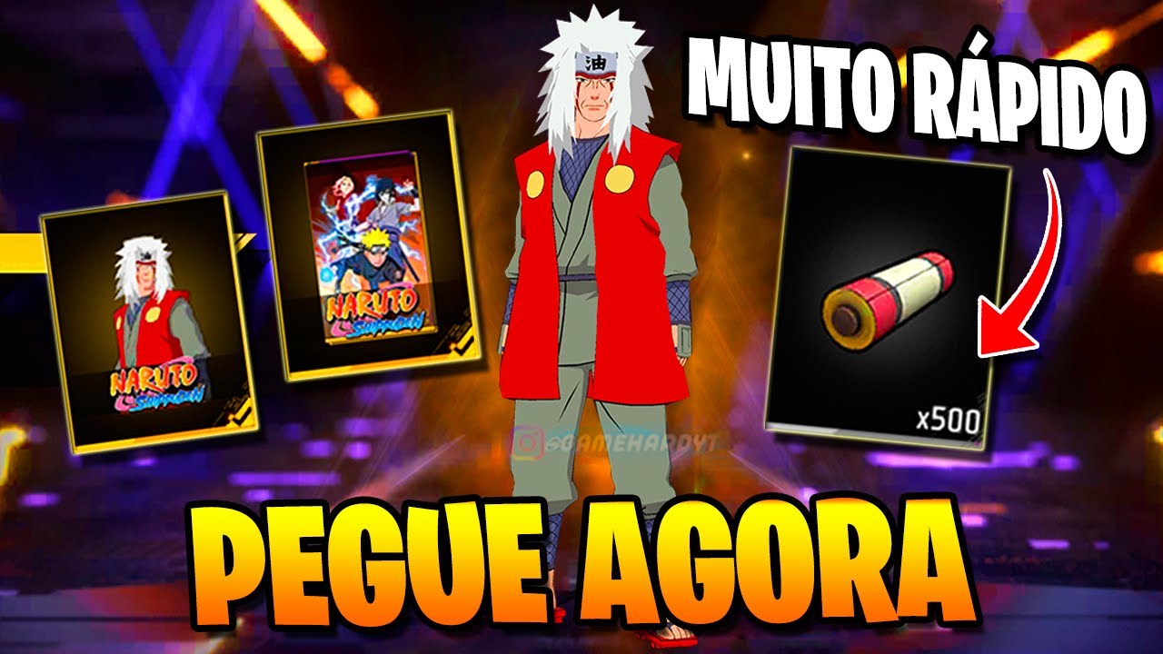 COMO PEGAR O JIRAIYA E BIO DE BATALHA MAIS RÁPIDO E FÁCIL! 4 CODIGUIN INFINITO - NOVIDADES FREE FIRE