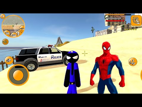Süper Kahraman Polis Çöp Adam - US Police Stickman Rope Hero Miami Jeep #15 - Android Gameplay