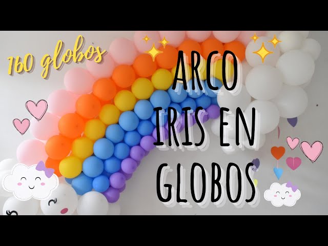 Vídeo relacionado con OSDUE Decoración para tartas de feliz cumpleaños y fiestas temáticas de nubes de globos arcoíris, figuras de globos de arcoíris