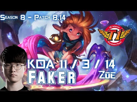 SKT T1 Faker ZOE vs IRELIA Mid - Patch 8.14 KR Ranked