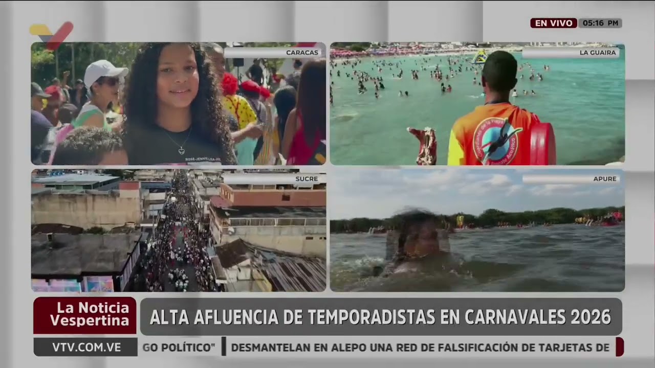 Carnavales 2026 en Venezuela, cobertura de VTV de temporadistas