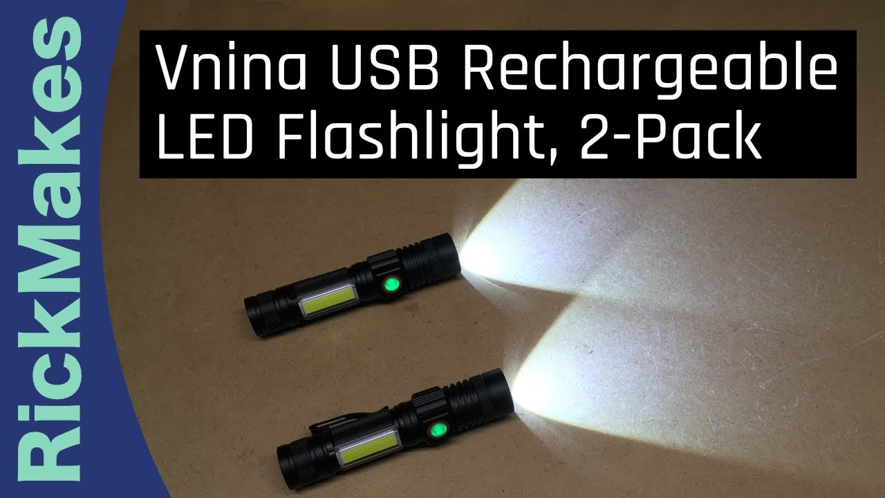 Vnina USB Rechargeable LED Flashlight, 2-Pack