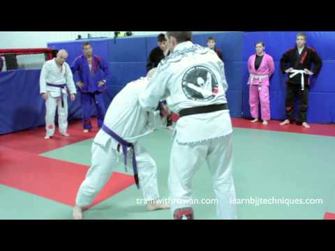 Cross Sleeve Grip Sacrifice Take Down into Mount - BJJ