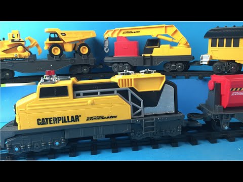 CAT Construction Express Train with Mighty Machines Toys Caterpillar Bulldozer Dump Truck