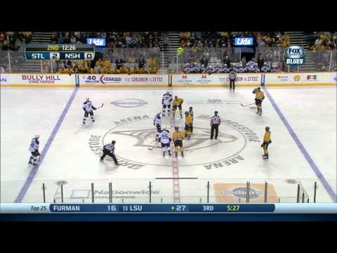 T.J. Oshie tip in goal 2-0 St. Louis Blues vs Nashville Predators 10/26/13 NHL Hockey