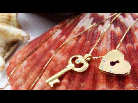 TELEIOS LUXE 18K GOLD 0.05 CT DIAMONDS FANCY HEART & KEY NECKLACE - TL0000157