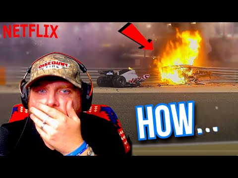 NASCAR Fan Reacts to Grosjean's Insane Fireball Crash | Formula 1: Drive To Survive
