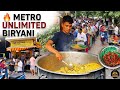 Massive Crowd For 100 Unlimited Chicken Dum Biryani At Metro Biryani Ameerpet Hyderabad