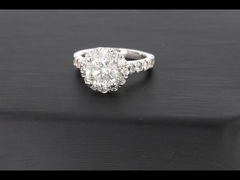 3.07 Carat G,SI2-SI3 Round Cut Diamond Halo Pave Engagement Ring