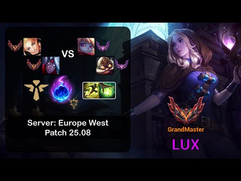 Lux Support + Varus vs Poppy + Corki - EUW GrandMaster - Patch 25.08