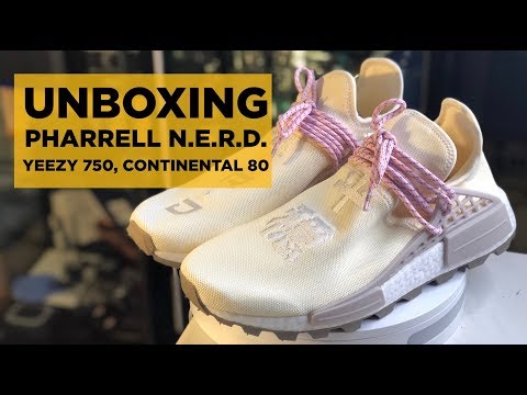 UNBOXING 5 SNEAKERS (PHARRELL Hu NMD N.E.R.D., YEEZY 750, CONTINENTAL 80s, ETC.)
