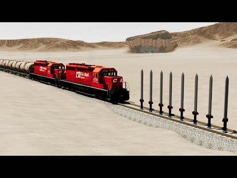 Trains Vs Impossible Sword Crossing Rail Tracks Crossover - BeamNG.Drive
