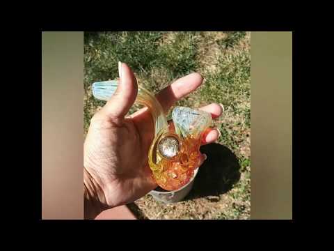 Heady Sherlock Pipe- 2 Horns, 2 Crystal color changing Pipe with UV..made by artist Based Glass