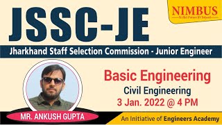 Basic Engineering for JSSC JE | Civil Engineering | JSSC JE Free Online Coaching | NIMBUS & EA | L-1