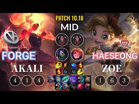 VG Forge Akali vs APK HaeSeong Zoe Mid - KR Patch 10.18