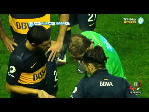 PATADA SILVA Y EXPULSION - QUILMES 3 BOCA 0 - FECHA 1 (04 08 2012)