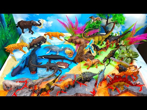 Learn ancient animals names-Dinosaurs vs Ice Age Animals-Interesting facts about animals-DIY diorama