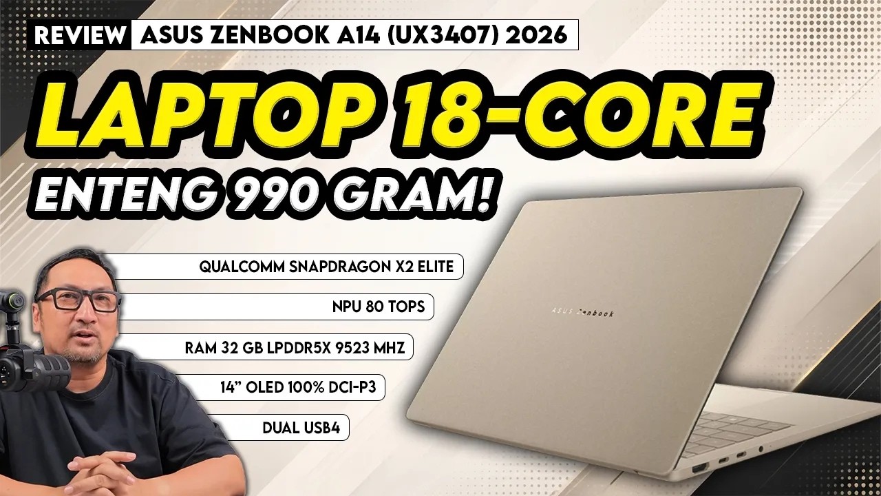 Review ASUS Zenbook A14 (UX3407) 2026: Laptop Snapdragon X2 Elite Paling Ringan, Irit, & Kencang